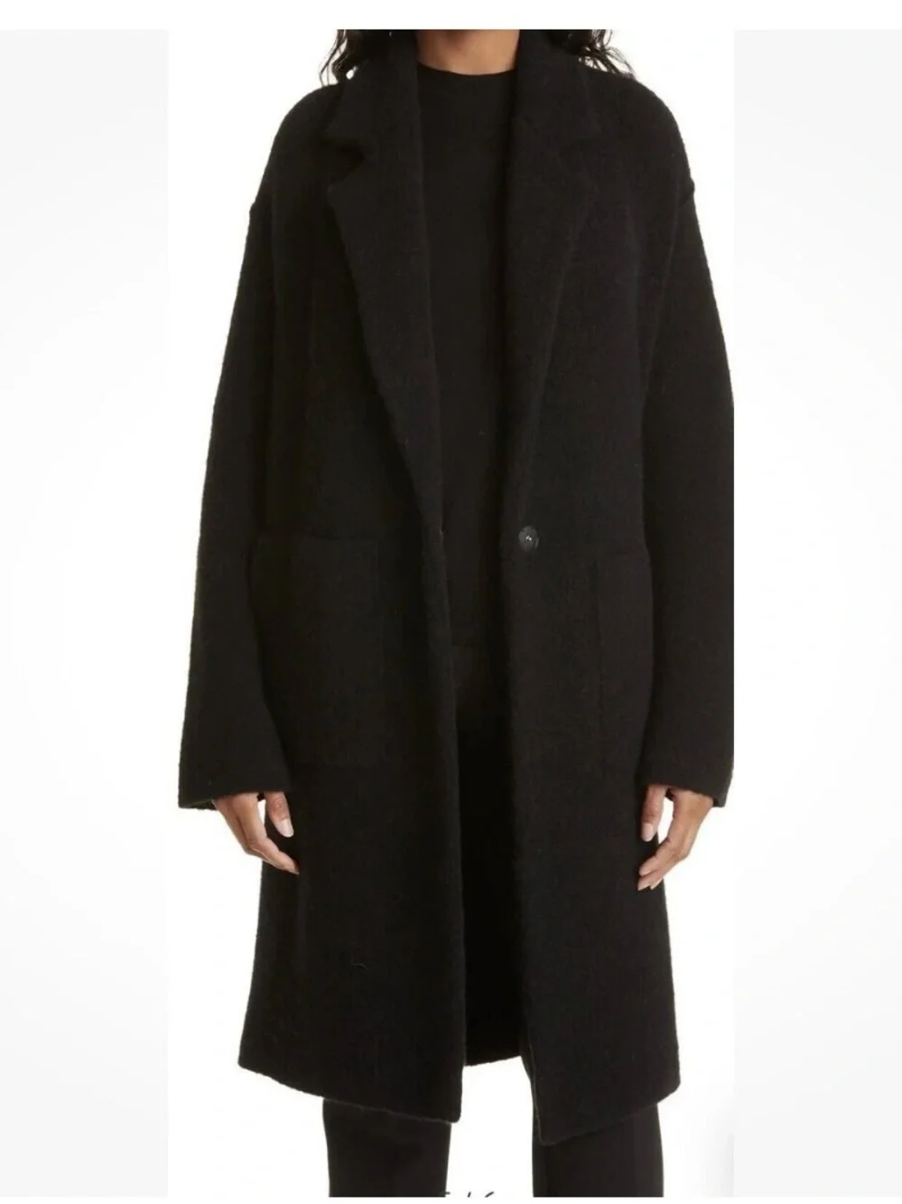 VINCE Size XS — Black Merino Wool Alpaca Blend Longline Cardigan Coat